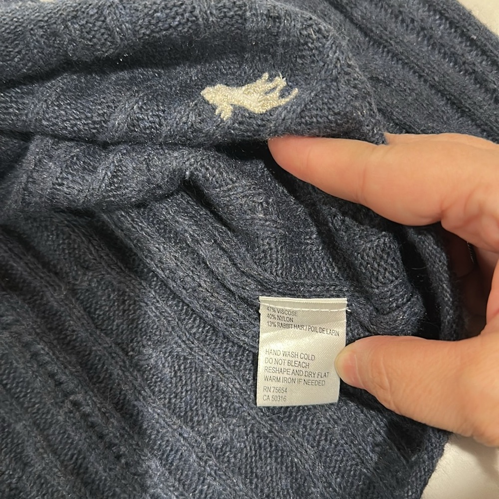 Y2K Vintage Abercrombie & Fitch Babydoll Sweater Top Sz L Cable Knit Bella Swan - Picture 6 of 11